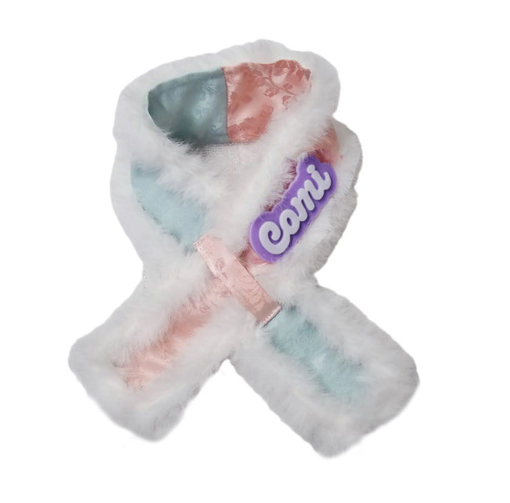 Charms Oriental scarf with Name tag - Turquoise Pink